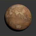 Vintage Globe With Detailed World Map Design Antique Brown Surface And Classic Stand