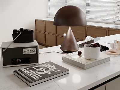 Modern Table Ornaments Combination Book Table Lamp Radio Phase 3d model