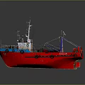 Red And Blue Water Transport Model Boat With Lifebuoys And Deck Equipment