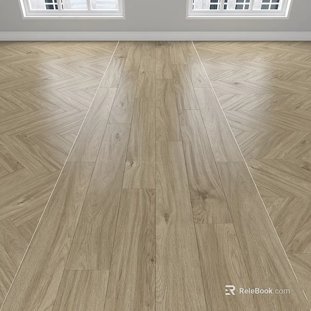 Light Oak Wooden Flooring With Herringbone Pattern And Straight Planks Design 3d model
