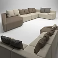Modern Comfortable Sectional Sofa With Beige Brown Cushions And L Shape 3d model