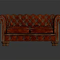 Elegant Red Velvet Tufted Two Seater Sofa With Decorative Stitching And Wooden Legs