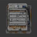 Industrial Electronic Control Unit With Rusty Metal Body Cooling Grilles And Control Panel