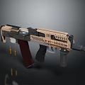 Modern Tactical Assault Rifle With Brown Black Finish Wooden Magazine And Ammunition