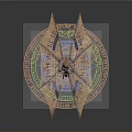 Ancient Fantasy Triangular Weapon With Intricate Golden Runes Colorful Aura And Decorative Design