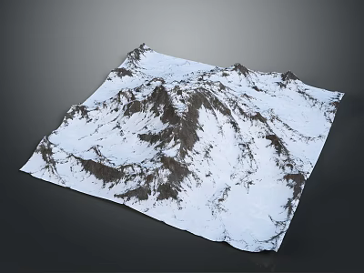 Snow Covered Mountain Landscape Model With Square Shape And Rocky Peaks 3d model