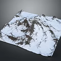 Snow Covered Mountain Landscape Model With Square Shape And Rocky Peaks 3d model
