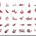 Red Flame Design Elements With Various Stylized Fire Patterns