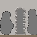 Three Different Shaped Mirrors With White And Wooden Frames Against The Wall Reflecting The Floor