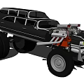 Black Modified Monster Truck With Large Wheels Exposed Engine Red Accents 3d model
