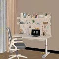 Cozy Home Office Desk With White Pegboard Organizer Books Table Lamp And Chair