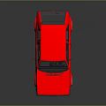 Red Classic Hatchback Car With Black Windows And Silver Wheels On Reflective Surface 3d model