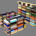Retail Display Shelves Neatly Stocked With Various Products On Multiple Tiers
