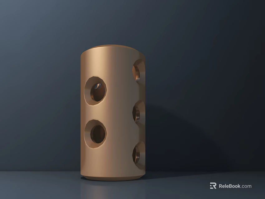Golden Cylindrical Public Facility Structure With Round Holes Design In Urban Space 3d model 