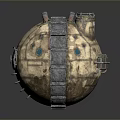 Detailed Vintage Mechanical Sphere With Textured Surface Metallic Components And Rustic Design 3d model