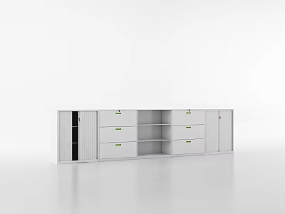 Modern White Storage Cabinet Unit With Drawers Open Shelves And Cabinet Doors 3d model
