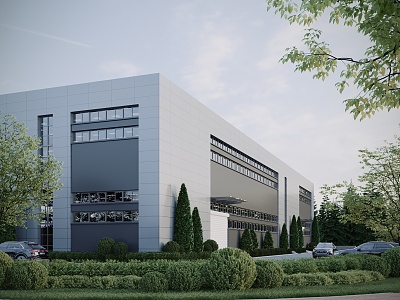 Modern Factory Building Workshop Building 3d model