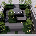 Modern Garden Landscape Design With Steps Green Plants And Lighting Features 3d model