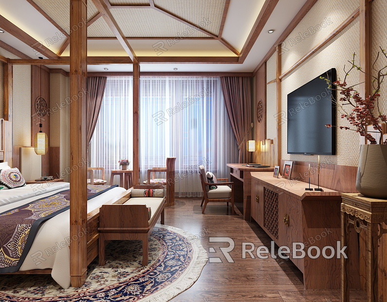 New Chinese Room Hotel Room model