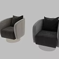 Modern Leisure Chair Upholstered In Light Dark Gray With Armrests And Metal Base