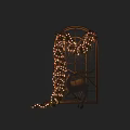Elegant Decorative Ornament Set with Golden Arch Wreath String Lights Chains and Silver Deer 3d model
