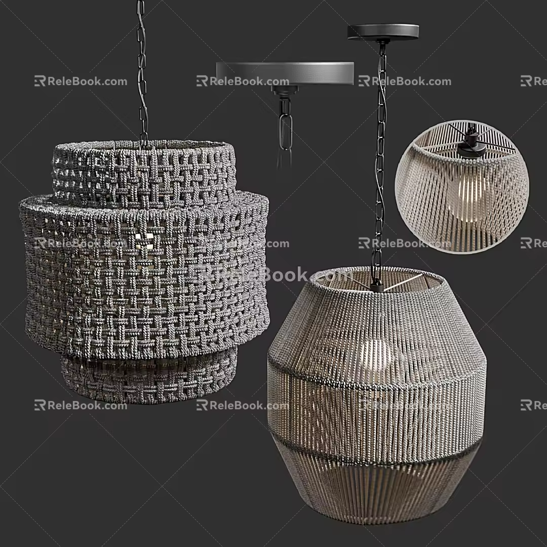 Rattan chandelier 3d model