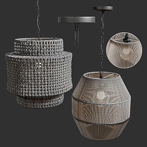 Rattan chandelier 3d model