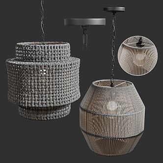 Rattan chandelier 3d model