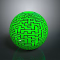 Green Decorative Sphere With Intricate Maze Pattern And Smooth Surface For Home Decoration