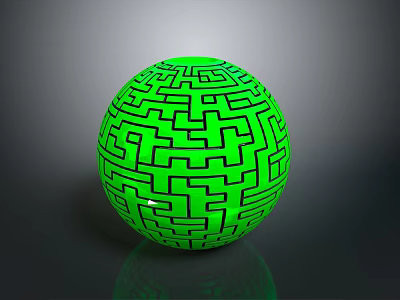 Green Decorative Sphere With Intricate Maze Pattern And Smooth Surface For Home Decoration 3d model