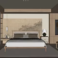 Minimalist Modern Bedroom Interior With Wooden Bed Decorative Wall Panel Bedside Tables And Lamps