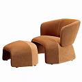 Comfortable Gray Fabric Lounge Chair with Modern Design and Matching Ottoman