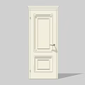 White Interior Hinged Door With Decorative Panels And Silver Handle 3d model