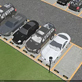 Organized Parking Lot With Multiple Parked Cars In Orderly Rows Layout