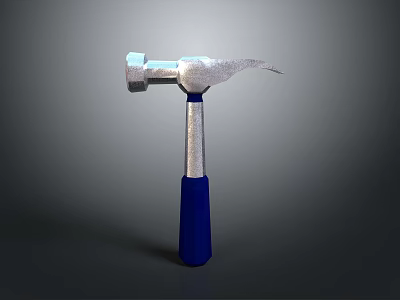Durable Hammer Weapon With Silver Steel Head And Blue Handle Design 3d model
