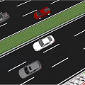 Different Colored Cars Driving On Highway With Green Median And Trees