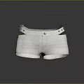 White Casual Shorts With Stylish Belt And Button Closure Design 3d model