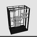 Modern Black Metal Frame Display Shelf with Open White Storage Shelves