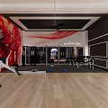 Spacious Fitness Gym Interior With Various Workout Equipment And Wooden Flooring