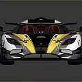 Sleek Racing Car With Colorful Livery And Aerodynamic Rear Spoiler Design