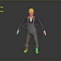 Worker European worker mechanic builder repairman miner digger figure 3d model