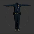 Blue Police Uniform 3D Model With Badge Utility Belt And Radio