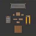 Industrial Storage Rack With Hand Truck Wooden Pallet And Cardboard Boxes
