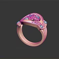 Elegant Gold Ring With Intricate Filigree Design And Red Gemstone Centerpiece