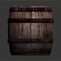 Reddish Brown Wooden Storage Barrel With Metal Hoops And Natural Wood Grain