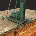 Green Industrial Foundation Construction Equipment Working on Soil Ground Surface 3d model