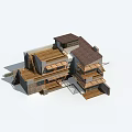 Modern Detached Villa Architecture With Wooden Balconies And Brown Roof Design
