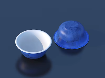Decorative Ceramic Ware With Blue Exterior White Interior And Matching Lid 3d model