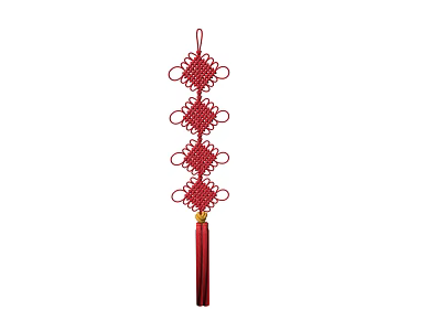 Red Chinese Knot Hanging Ornament With Multiple Knots And Tassel Decoration 3d model