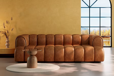 Modern Double Sofa Art Living Room Scene 3d model
